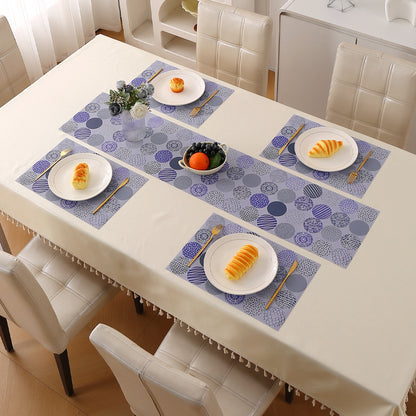 Color Splash PVC Mats for Dining Table, Abstract Disc - Lavender Blue