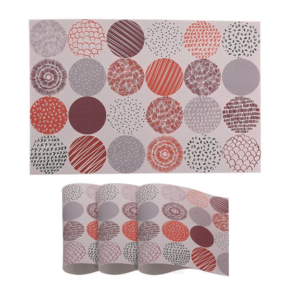 Color Splash PVC Mats for Dining Table, Bloom Circles - Rose Dust
