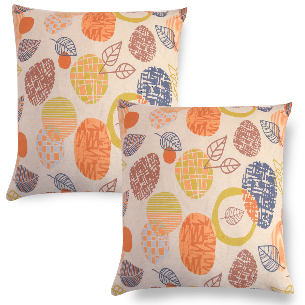 Buy Coral Autumn Leaves Printed Velvet Pillow Covers