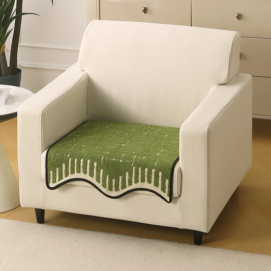 Premium Supple Soft Wavy with Curve Sofa Cover Mat, Green