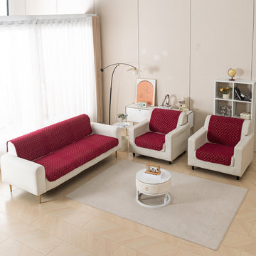 Modern Matrix 5-Seater Reversible Sofa Cover (3+1+1), Merlot Red