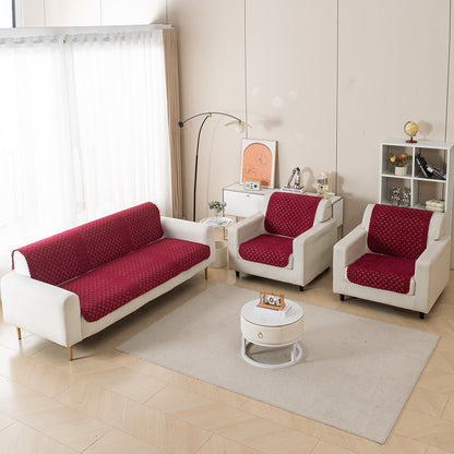 Modern Matrix 5-Seater Reversible Sofa Cover (3+1+1), Merlot Red