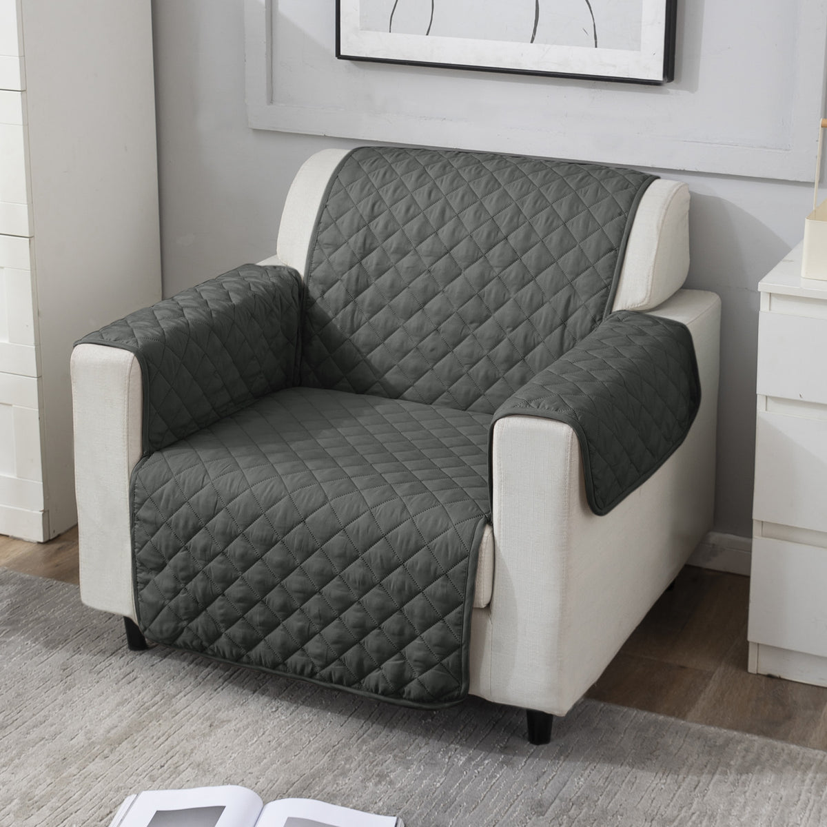 Anchor Grey elegant 1 seater sofa cover