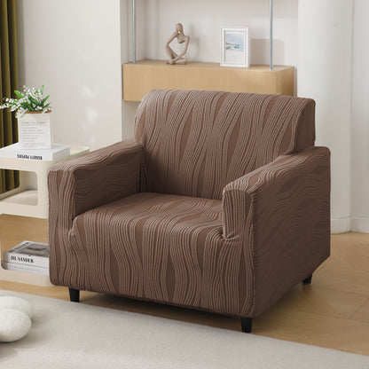 200gsm Knitting Jacquard Sofa Cover 1/2/3/4 Seater Fully Covered, Chocolate Brown
