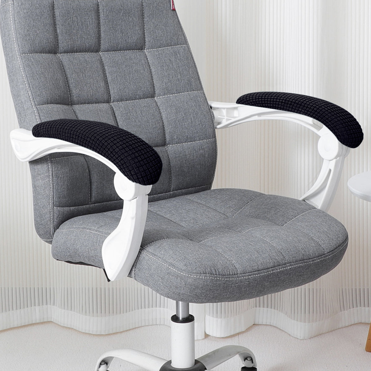 210gsm Jacquard Water Repellent Armrest Covers for Office Chair (Elastic Style), 1 Pair, Black