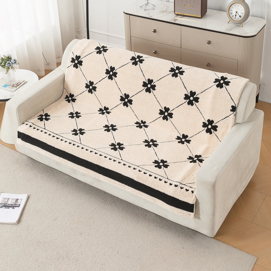 'Noirea Series' Plush Sofa Cover for Seat & Back, Floral Lattice