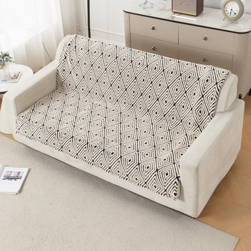 'Noirea Series' Plush Sofa Cover for Seat & Back, Geometric Diamond