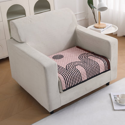 LiefNest Printed Holland Velvet Sofa Mat with Foam Filling - Modern Archscape Mauve Blush for 1/2/3 Seater & Armrest