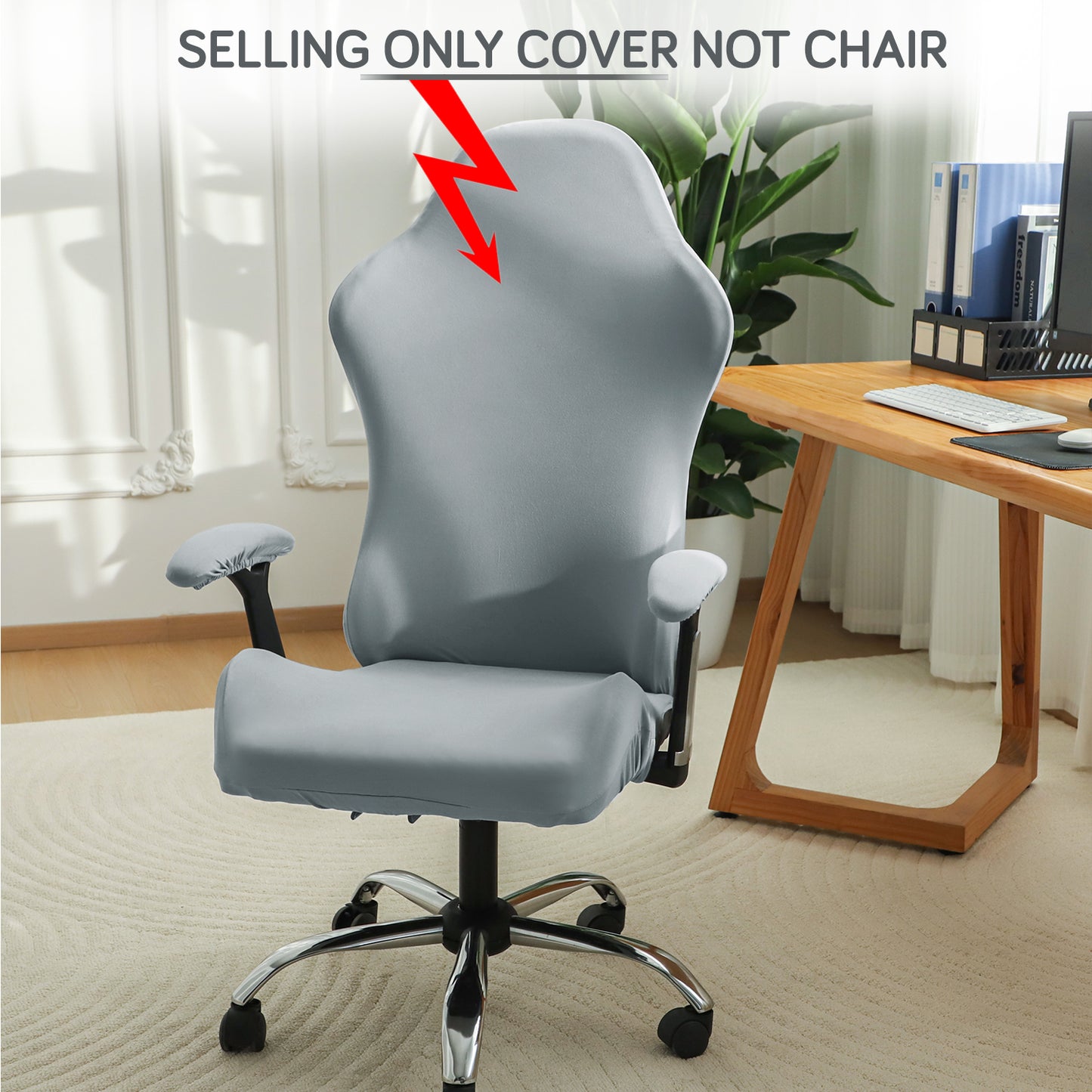 Gaming Chair Cover Stretchable Computer Rotating Chair Seat Covers Slipcover, Smoke Grey