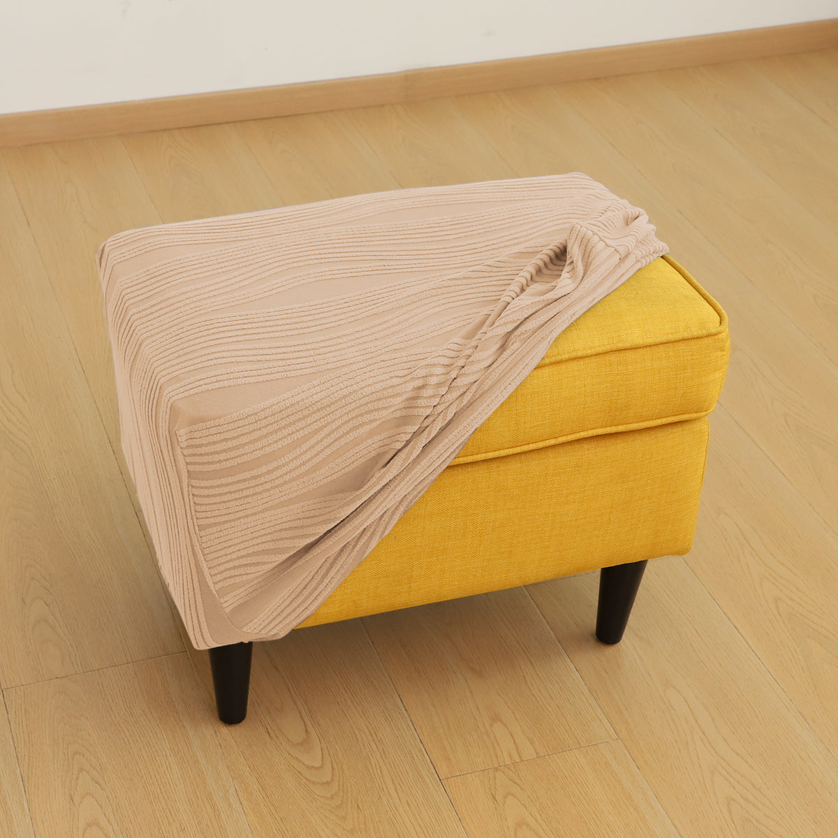 Nestiva Series Knitting Jacquard Stretchable Footstool Cover - Blush Beige