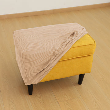 Nestiva Series Knitting Jacquard Stretchable Footstool Cover - Blush Beige