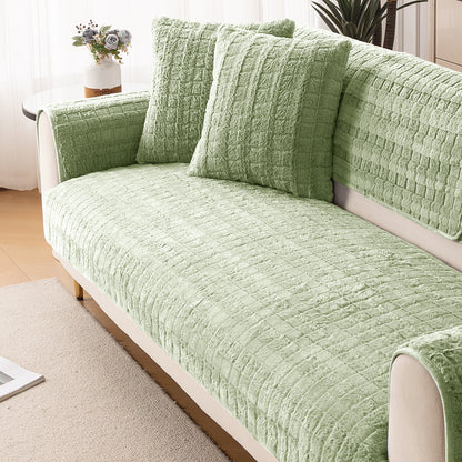 Premium Plush Anti Slip Sofa Cover Mat, Pastel Green