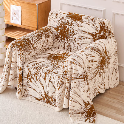 Buy Autumn Brown Colour DaisyBloom Series Luxury Plush Sofa Throw | HOKIPO