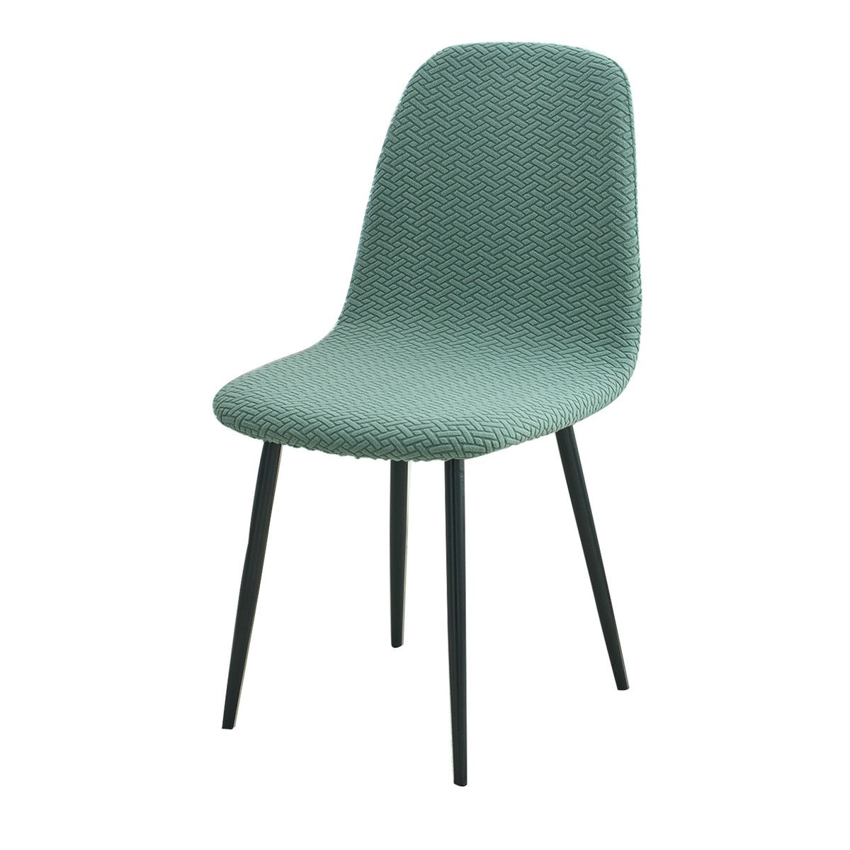 Premium Jacquard Fully Covered Cover for Mid Century Modern Dining Chair, Continental Green