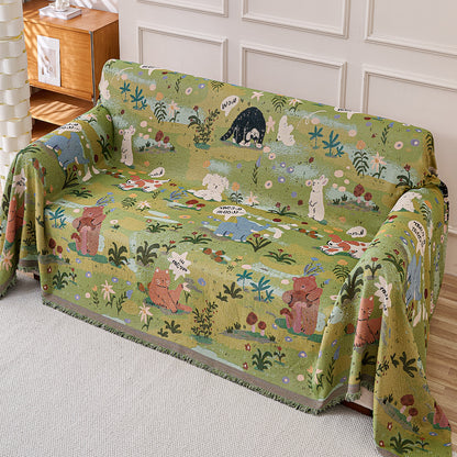All-Season Chenille Sofa Throw, Forest Story Series