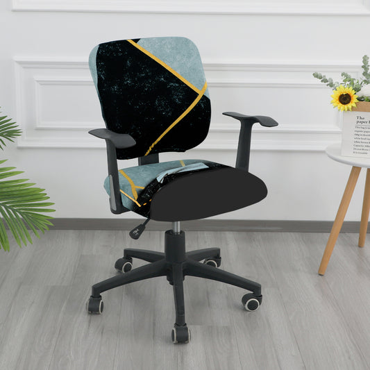 Printed Office Chair Cover for Task Chair – 140 GSM Stretchable Fabric – Washable & Anti-Slip – Fits Small Office Chairs Without Headrest, Multicolor Abstract Geometry