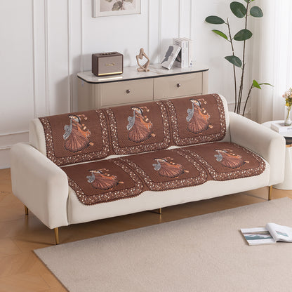 HeavenHue Fleece Soft Touch Quilted Sofa Cover Set Washable Sofa Panel for Seat & Back - Nritya Echo