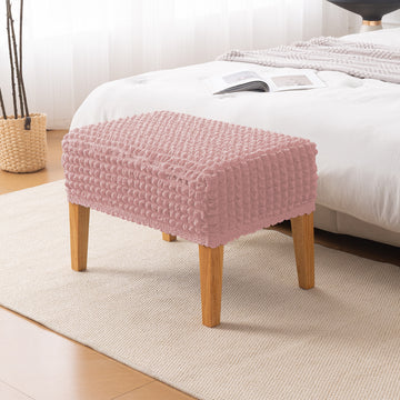 Aria Nova 280 GSM Bubble Stretchable Foot Rest Stool Cover, Tea Rose Pink