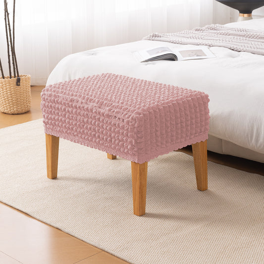 Aria Nova 280 GSM Bubble Stretchable Foot Rest Stool Cover, Tea Rose Pink