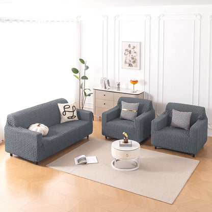 Aria Nova Elastic 280 GSM Stretchable Bubble Sofa Cover, Dark Grey