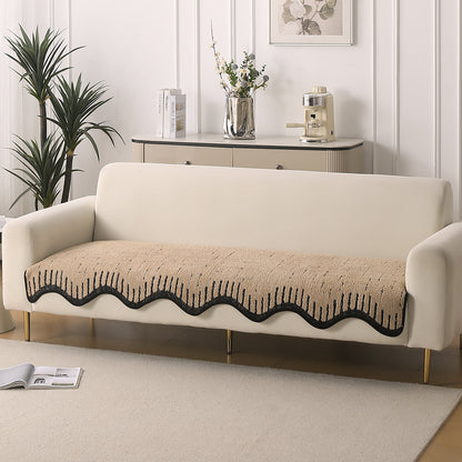Premium Supple Soft Wavy with Curve Sofa Cover Mat, Brown