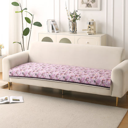 Florentina Series Printed Holland Velvet Sofa Mat - Peony Lavender