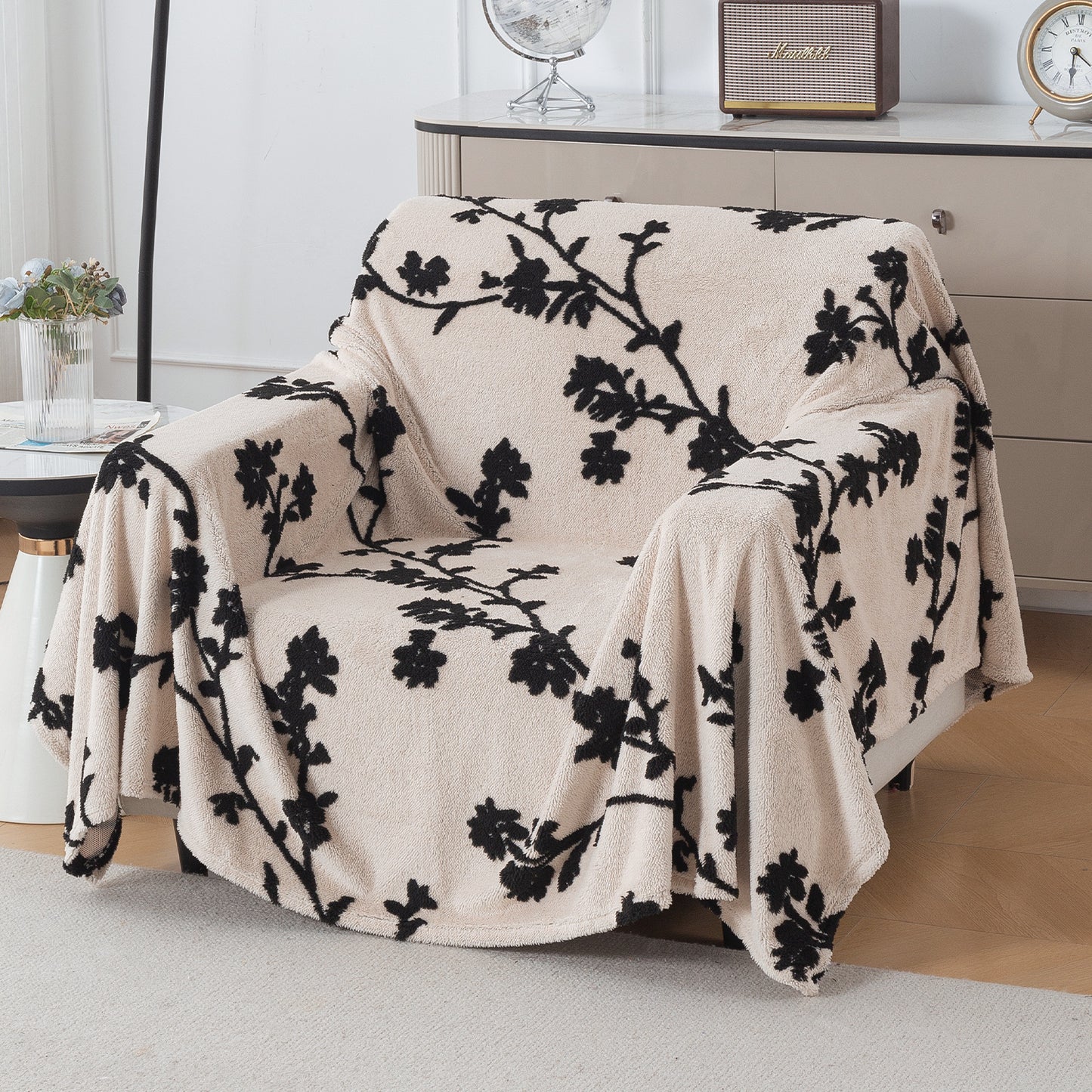 Buy Botanical Vine Noirea Series Luxury Plush Sofa Throw | HOKIPO
