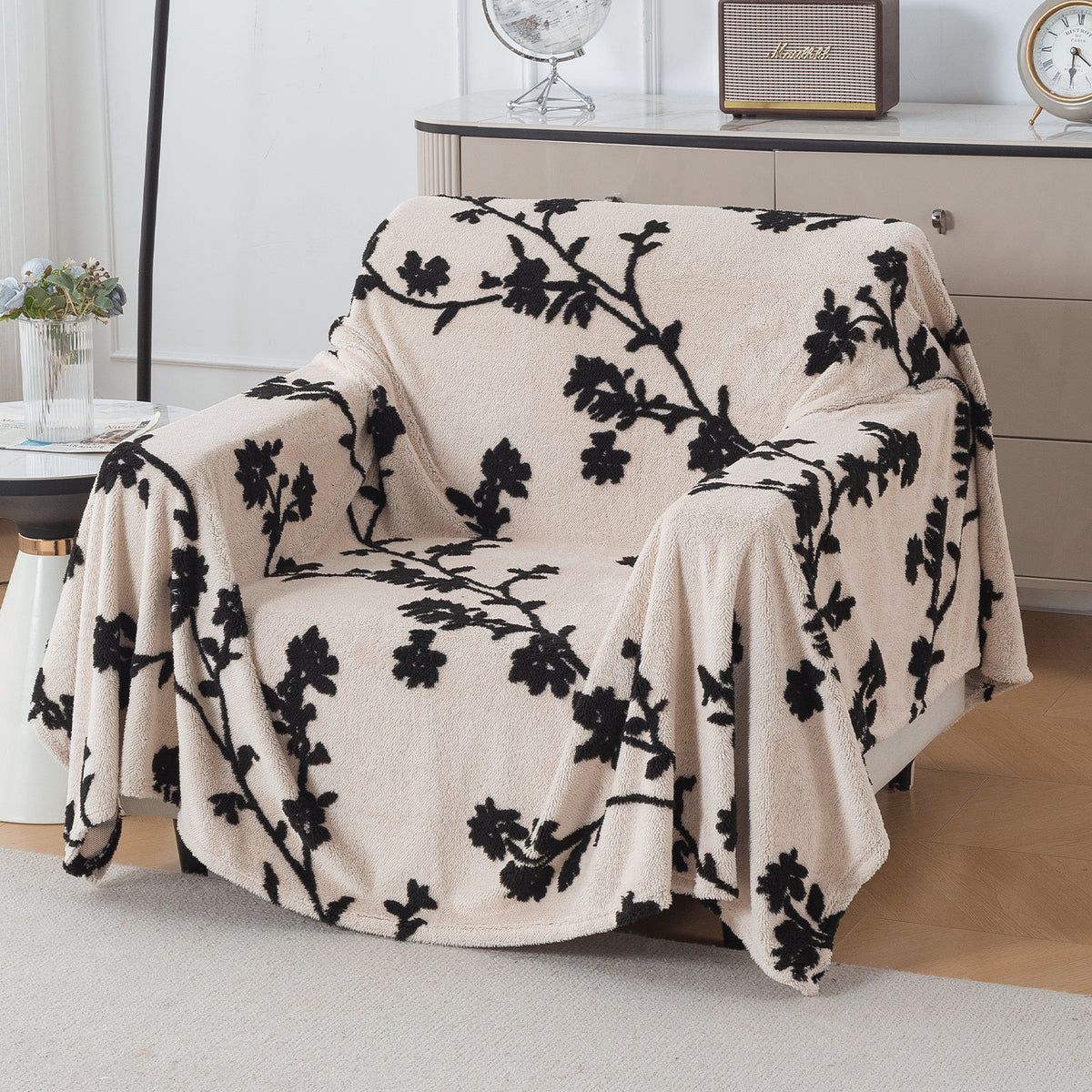 Buy Botanical Vine Noirea Series Luxury Plush Sofa Throw | HOKIPO