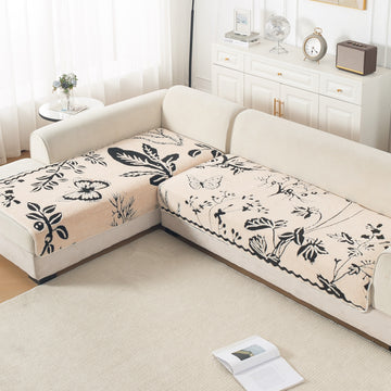 Luxury Plush Sherpa Anti Slip L Shape Sofa Mat, 'Noirea Series' | Butterfly Garden