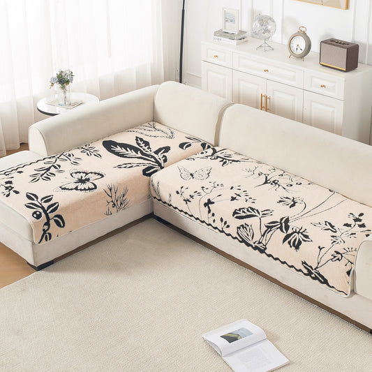 Luxury Plush Sherpa Anti Slip L Shape Sofa Mat, 'Noirea Series' | Butterfly Garden