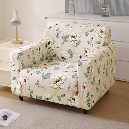 Premium Printed Velvet Sofa Cover 1/2/3 Seaters Fully Covered, Buttercream Magnolia Whisper