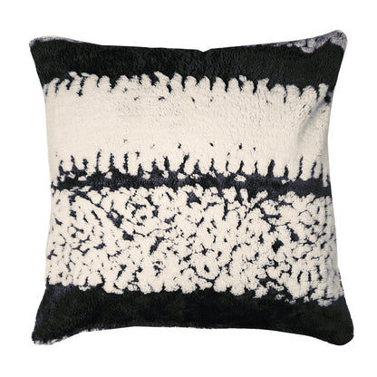 Luxury Wavy Plush Cushion Cover for Sofa - Black
