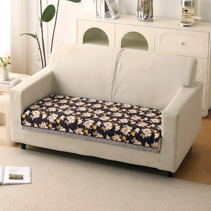 Florentina Series Printed Holland Velvet Sofa Mat - Camellia Brown