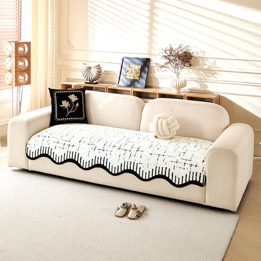 Premium Supple Soft Wavy Sofa Cover Mat, Off White