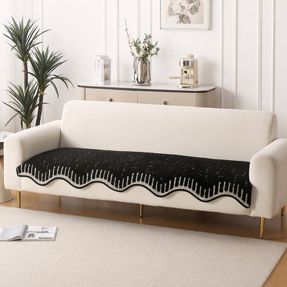 Premium Supple Soft Wavy with Curve Sofa Cover Mat, Black