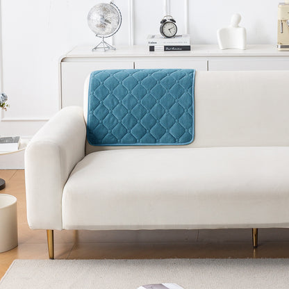 Diamond Tuft Plush Sofa Cover Mat, Dusty Teal