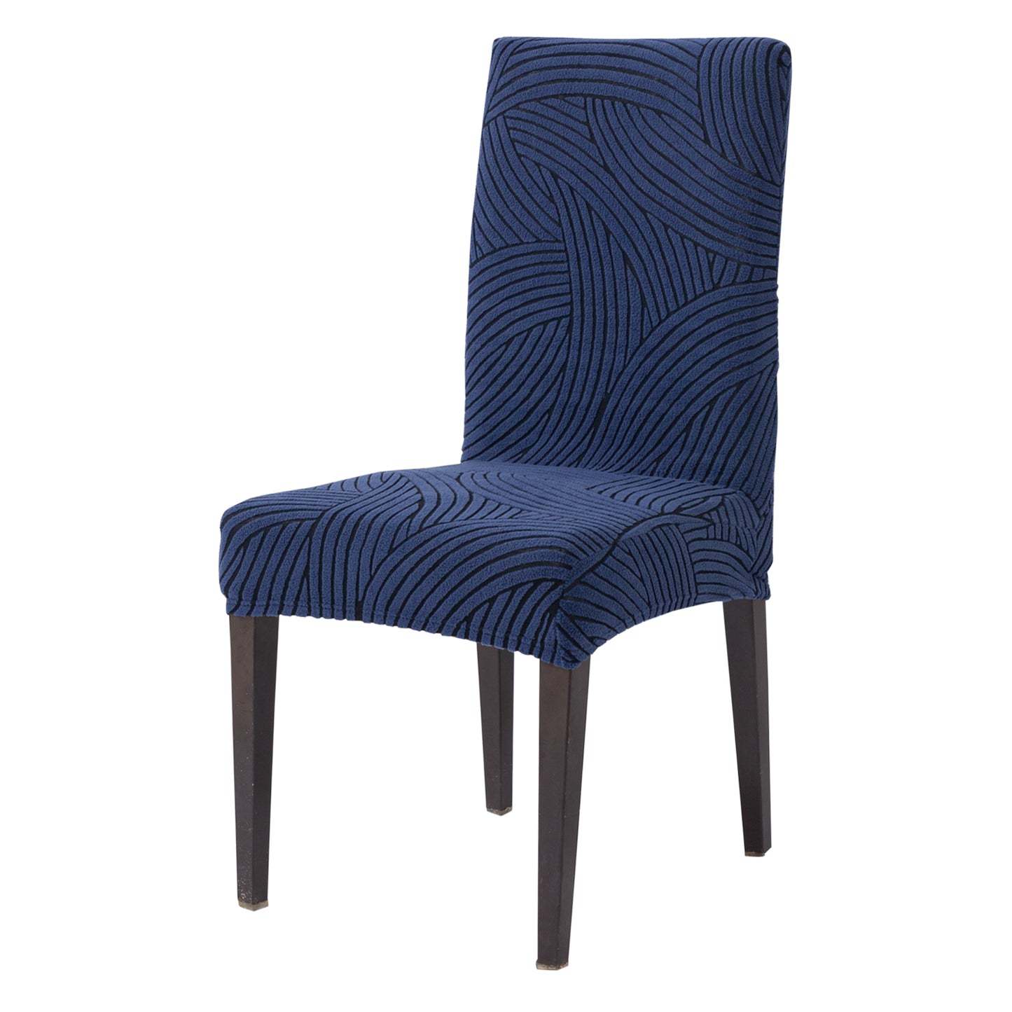 WaveLine Series 180 GSM Jacquard Chair Cover Set of 1/2/4/6, Royal Blue