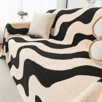 Buy Wavy Stripe Noirea Series Luxury Plush Sofa Throw for Complete Sofa | HOKIPO