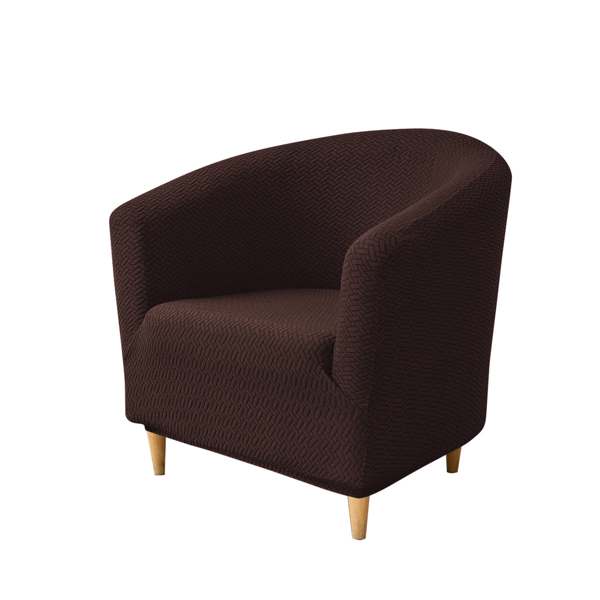 Premium Jacquard Stretchable Tub Chair Cover Slipcover, Chocolate Brown