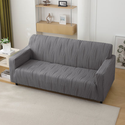 200gsm Knitting Jacquard Sofa Cover 1/2/3/4 Seater Fully Covered, Porpoise Grey