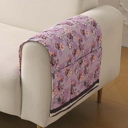 Florentina Series Printed Holland Velvet Sofa Mat - Peony Lavender