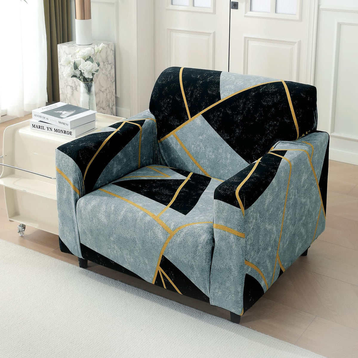 Abstract Geometry Print elastic single sofa cover​ 
