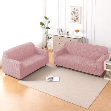 Buy Tea Rose Pink colour aria nova bubble elastic sofa cover​ for 3 2 seater sofa set