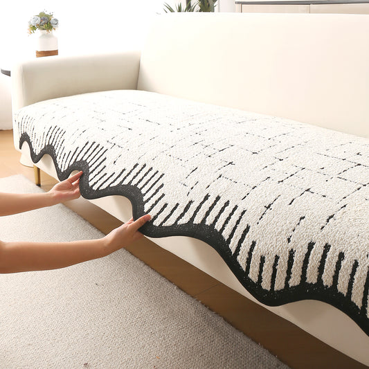 Premium Supple Soft Wavy Sofa Cover Mat, Off White