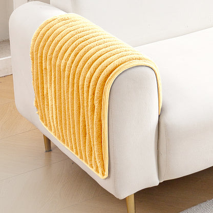 Faux Rabbit Fur Plush Anti-Slip Sofa Mat |Snuggle Fur Mustard Yellow