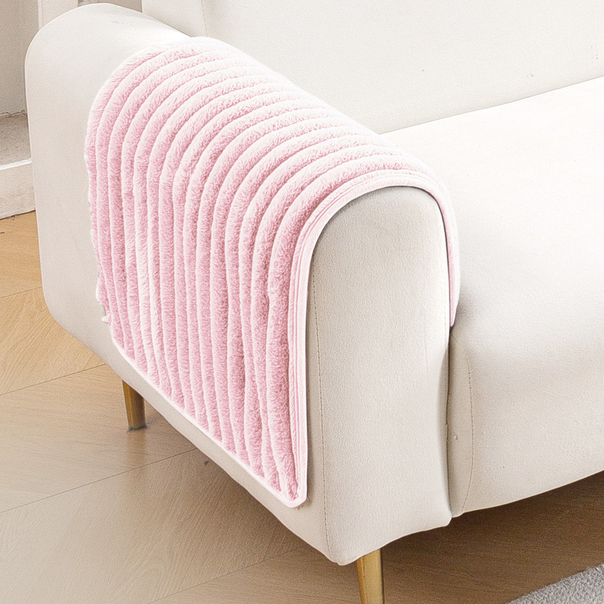 Faux Rabbit Fur Plush Anti-Slip Sofa Mat |Snuggle Fur Soft Pink