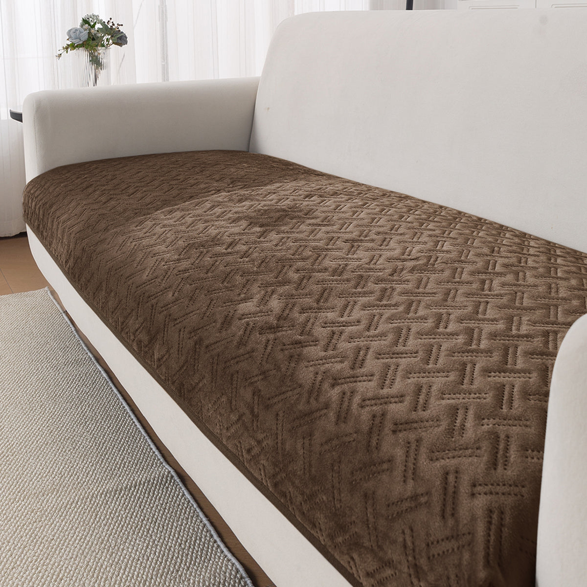 Softline Quilted Sofa Cover Mat, Chocolate Brown