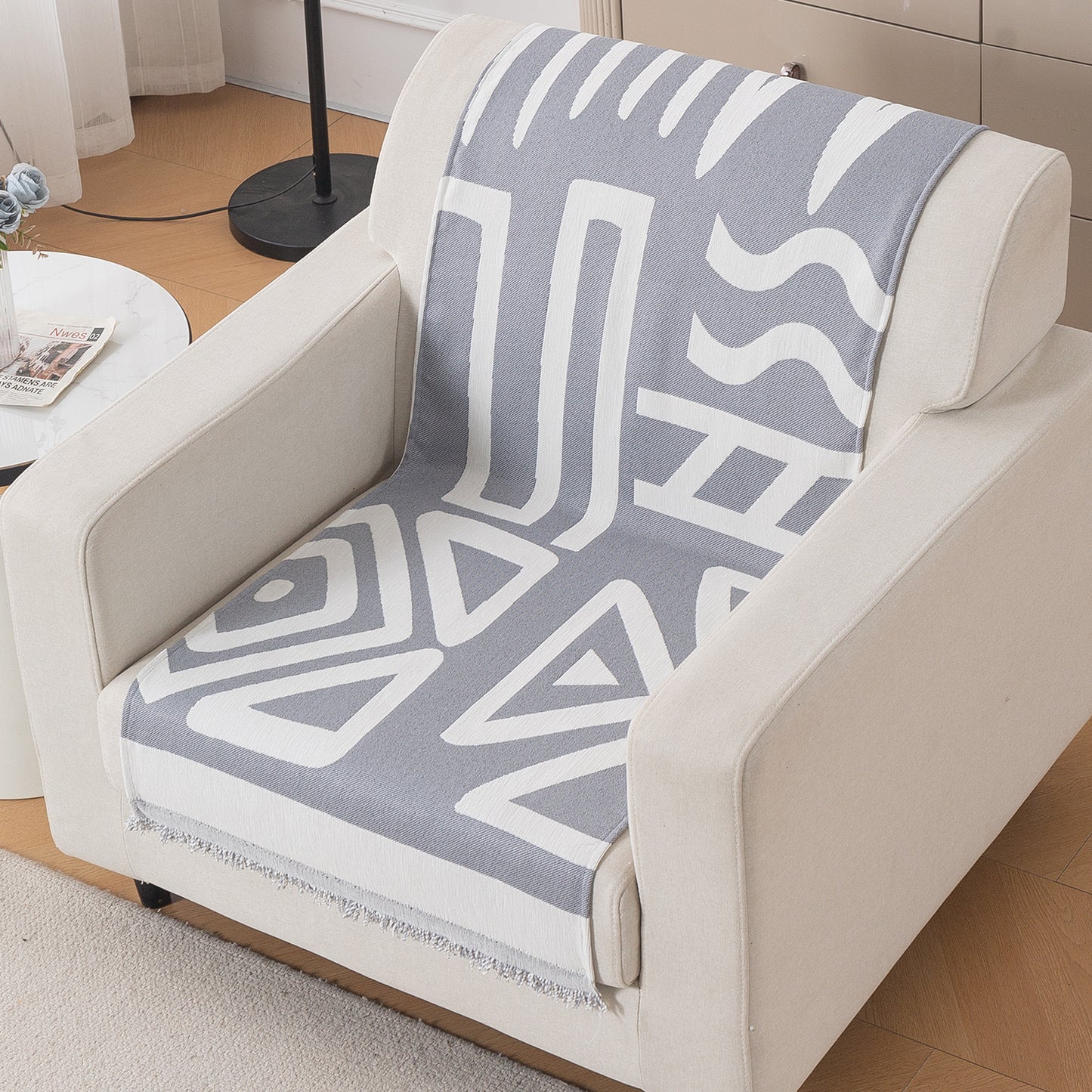 Urban Tribe Premium Chenille Fabric Sofa Cover, Grey