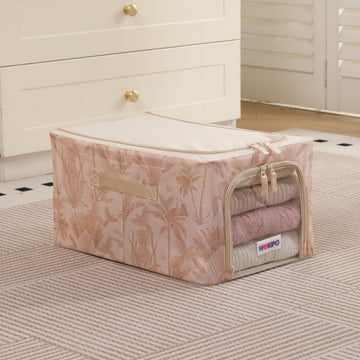 Foldable Cloth Storage Organizer for Wardrobe, Beige Botanica