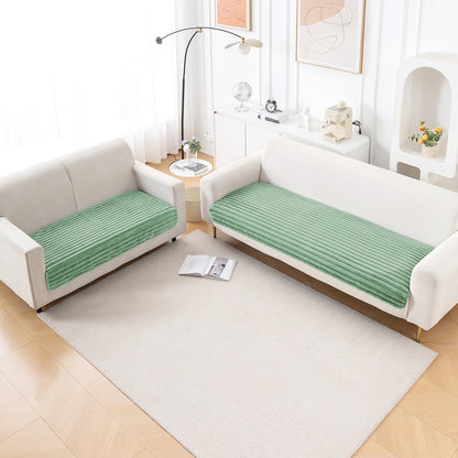 Faux Rabbit Fur Sofa Cover Combination Set, 'Snuggle Fur Series' Sage Green